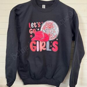 New Gildan black sweatshirt Lets go girls country Youth sizes XS S M L XL